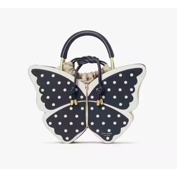 Kate Spade Wing It Polka Dot Wicker Butterfly Satchel - Brand New & Rare‎